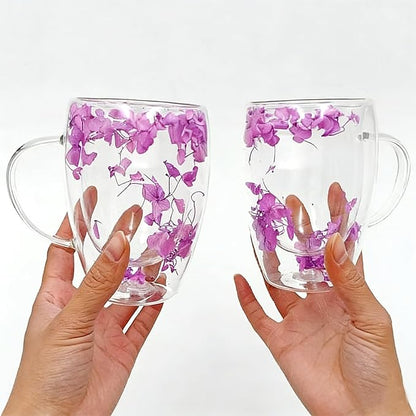 Viovian 13oz Double Wall Glass Coffee Mugs Set of 2 Insulated Glass Coffee Cups - Image 4