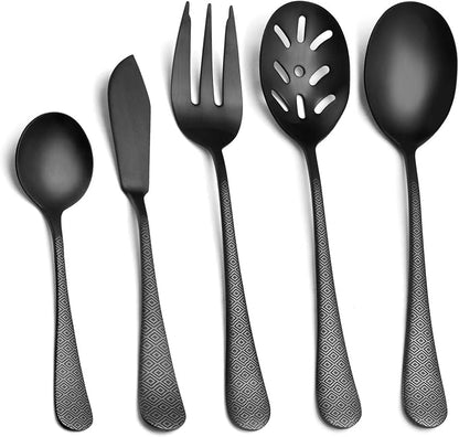 Matte Black Serving Set, sharecook 5-Piece 18/0 Stainless Steel Large Hostess by Sharecook