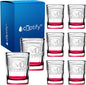 Personalized Square Shot Glasses Set of 8 Red Bottom 2oz Engraved Initial and Name Custom Gifts, Weddings, Birthdays, Party, Event, Decorations