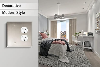 Henne Bery Soft Modern Decorative Wall Plate Switch Plate Outlet Cover (Blank/Duplex, Satin Nickel)