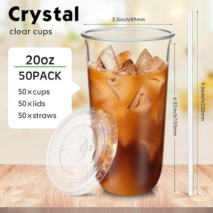 Ziliny 50 Sets 20 oz Clear Plastic Cups - Image 3
