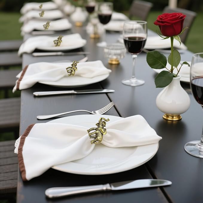 Elephant Napkin Rings Set of 12 Gold Tropical Animal Napkin Ring - Image 5