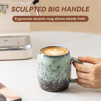 Sage & Moss Nebula Ceramic Coffee Mug - 14 oz Unique Reactive Glaze Coffee Cup - Image 9