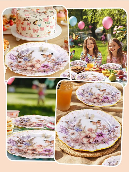 20Pack Spring Plates Flower- Baroque Fancy Butterfly Plates Disposable - Image 4