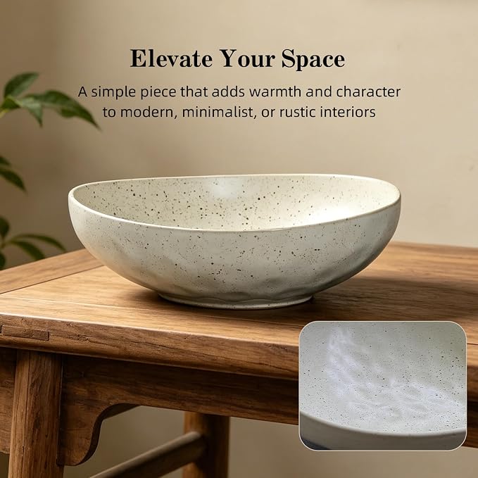 salomayes Wabi-Sabi Ceramic Decorative Bowl, Matte Off-White Catchall Bowl | - Image 6