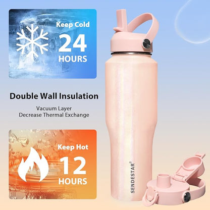 SENDESTAR 40oz Stainless Steel Water Bottle, Double Wall Vacuum Insulated Bottle - Image 3