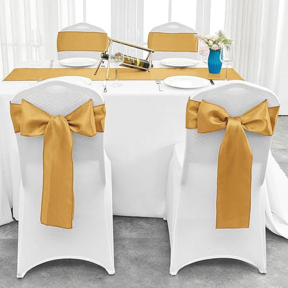 10-Pack Old Gold Satin Table Runner 12 x 108 Inch Long Bright and Smooth Silk - Image 4