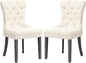KCC Boucle Dining Chairs Set of 2, Upholstered High-end Tufted Dining Room Chair with Nailhead Back Ring Pull Trim Solid Wood Legs, Contemporary Nikki Collection Modern Style for Kitchen, Cream