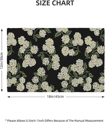 Black Placemats Set of 4 Green Hydrangea Flower Decor Place Mats 12x18 Inch Vintage Floral Spring Summer Seasonal Decorative Linen Table Mats for Kitchen Dining Party Table Decoration