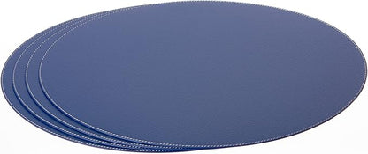 Nikalaz Oval Placemats Set (Pack of 4) Recycled Leather Table Mats 18 x 13 inches (45.7 x 33 centimetres), Kitchen Dining Table Decor by Nikalaz (Blue)