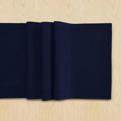 Solino Home 100% Pure Linen Dining Table Runner Navy Woven, Fete 14 x 48 in | - Image 5