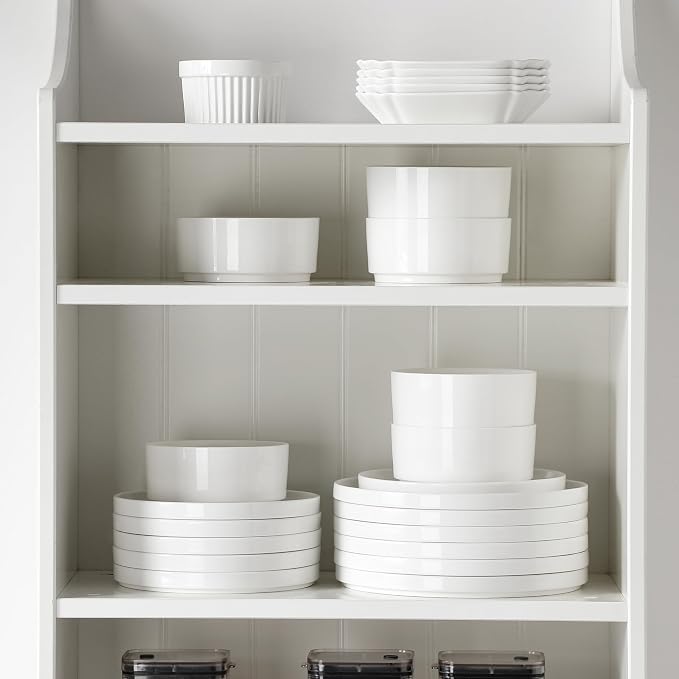 MALACASA 24 Pieces Porcelain Dinnerware Set, Modern White Dish Set - Image 7