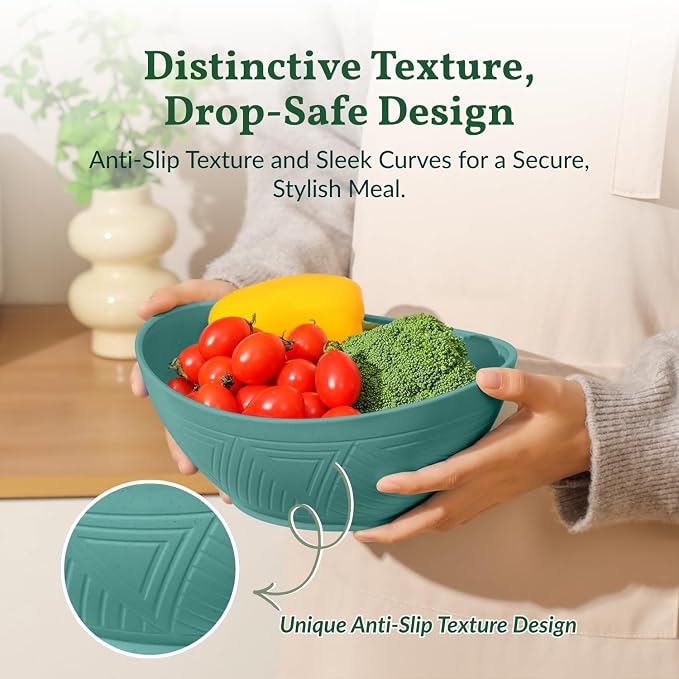 Salad Bowls 6 PCS Wheat Straw Bowls - 60oz Large Serving Bowl - Microwave and - Image 4