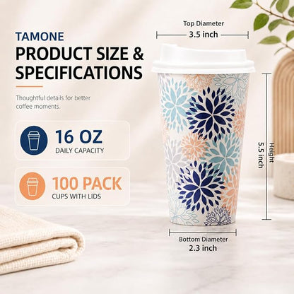 Tamone 100 PACK 16OZ Disposable Coffee Cups - Image 2