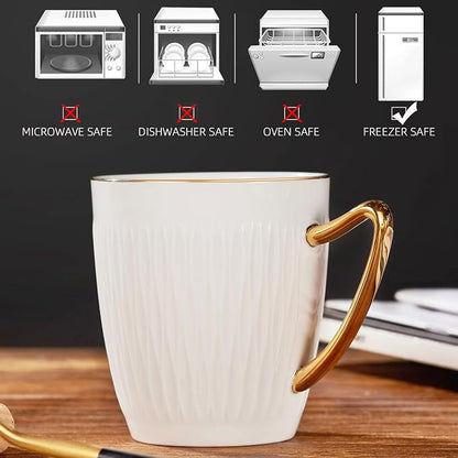 Luxury Bone China Coffee Mug Set of 2, 8oz Lightweight White Fine Bone China - Image 4