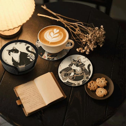 6 Pcs Japanese Cat Drink Coasters - Image 2
