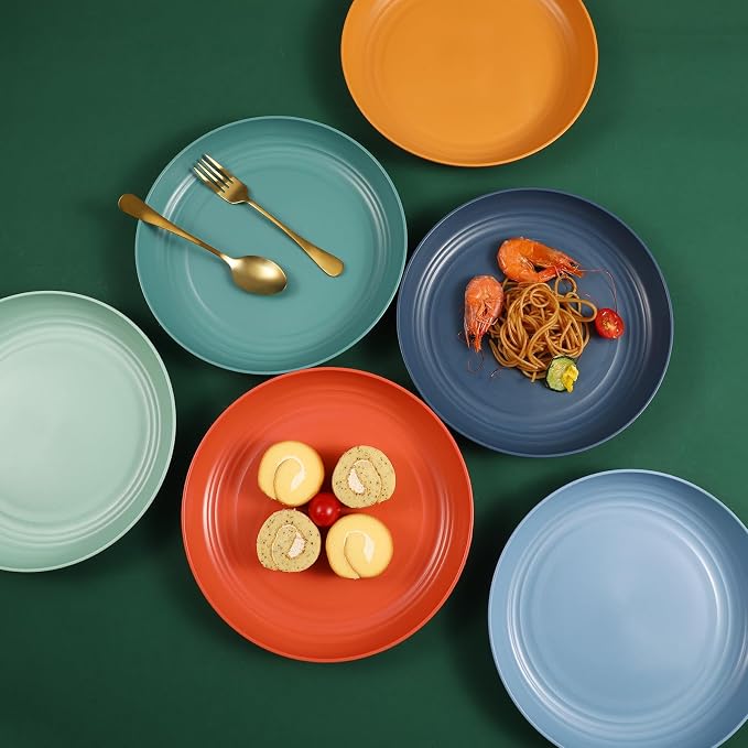 HEYCOME 12 Pcs Unbreakable Deep Dinner Plates Set, 10 inch Reusable Plastic - Image 7