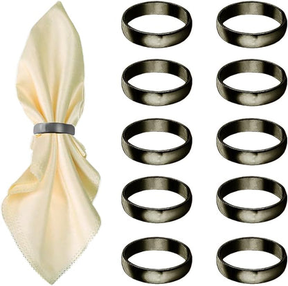 Grey Napkin Rings-10 Pcs Stainless Steel Napkin Rings | Metal Napkin Ring by GERILKAI