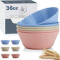 Wrova Wheat Straw Bowl Sets,6 PCS Unbreakable Cereal Bowl 36 OZ,Microwave and Dishwasher Safe Bowls,Alternative Plastic Bowls Reusable for Fruit,Oatmeal and Salad (Colorful)