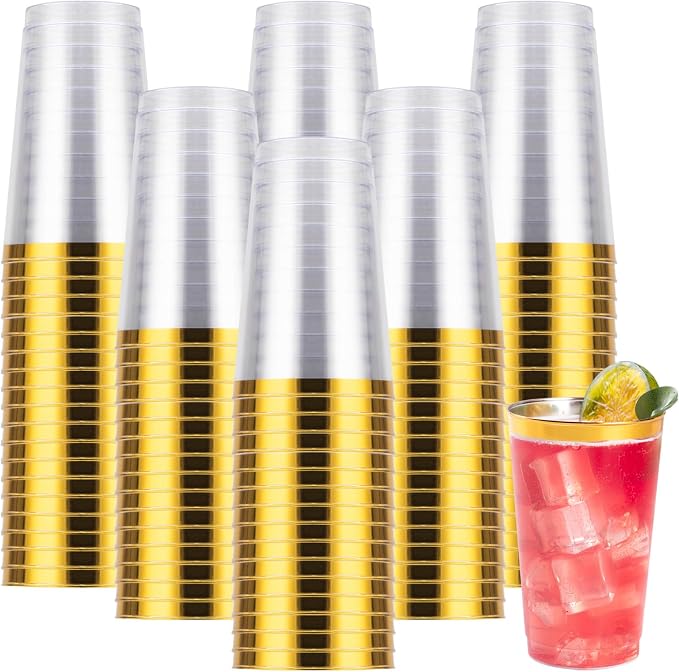 Goodluck 200PCS 14oz Gold Plastic Cups by GoodLuck