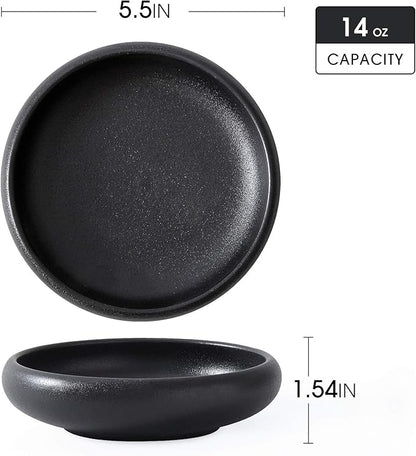 Uaral Japanese Salad Plate, Stoneware Black Plate Set, Appetizer Plates Set of 4 - Image 5