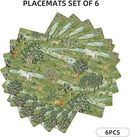 William Morris Floral Prints Placemats for Dining Table Placemat Set of 6 Table Settings Table Mats for Home Kitchen Holiday Decoration Strawberry Thief-2