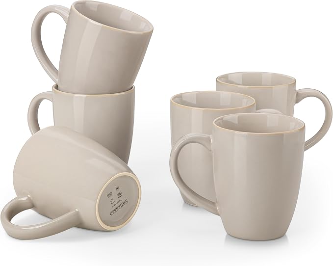 vancasso PLAYA Ceramic Coffee Mug Set of 6, 16 Oz Tea Cups by vancasso