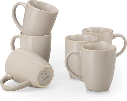 vancasso PLAYA Ceramic Coffee Mug Set of 6, 16 Oz Tea Cups by vancasso