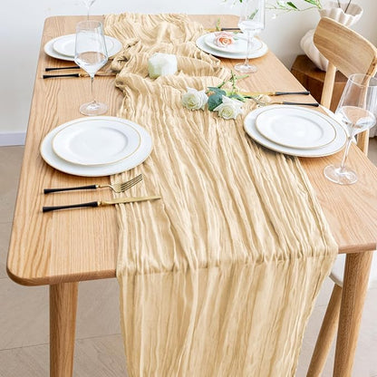 Cheesecloth Table Runner Sand 10FT Boho Gauze Runner - Image 6