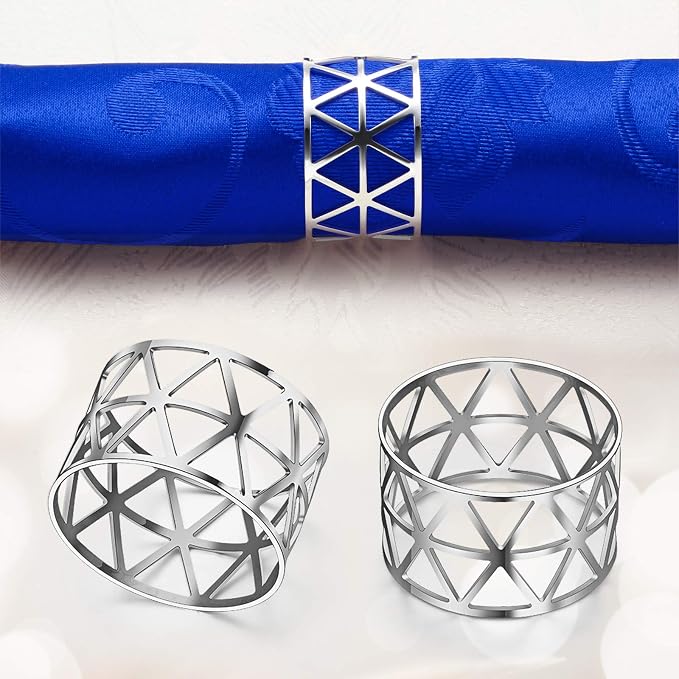 Patelai 12 Pieces Napkin Rings Hollow Out Napkin Holders Xmas Napkin Buckle - Image 3