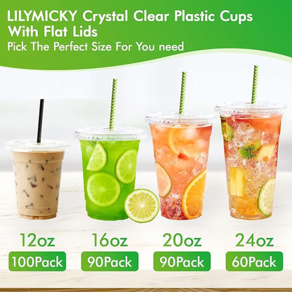 Lilymicky 100 Sets 12 oz Clear Plastic Cups - Image 6