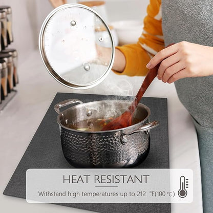 Faux Leather Placemats Set of 8 Washable PU Table mats for Kitchen Table - Heat Resistant, Waterproof, Easy Clean, Anti Slip 11.8" x 17" (Dark Grey-8 Pack)