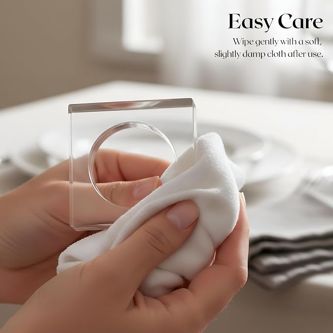 Acrylic Square Napkin Rings, 2.25x2.25x0.5 in each, glossy scratch-resistant - Image 9