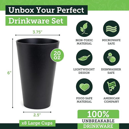 Grow Forward Premium Wheat Straw Cups - 20 oz Unbreakable BPA Free Hard Plastic - Image 3