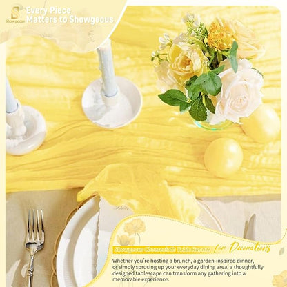 Showgeous 30 Pack Light Yellow Cheesecloth Table Runner, 17 x 108 Inches | Boho - Image 8