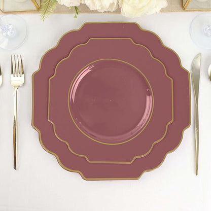 Cinnamon Rose Hard Plastic Dessert Plates, 50 Pack 8" Disposable Round Baroque - Image 8