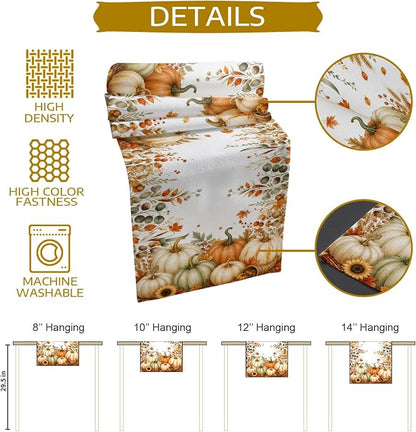 Fall Pumpkins Table Runners 72 Inches Long, Thanksgiving Maple Leaf Cotton - Image 5
