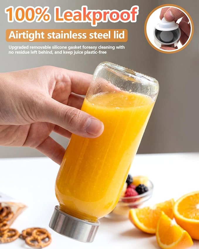 Zukro Glass Water Bottles with Stainless Steel Lids 12 oz, BPA Free 100% Leak - Image 6
