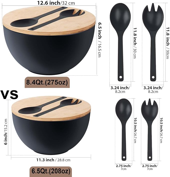 12.6" Extra Large Salad Serving Bowl Set - Image 2