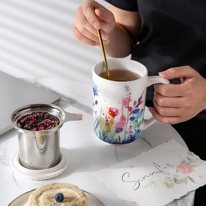 AmorArc Tea Cup With Infuser and Lid, 18oz Loose Leaf Tea Mug With Steeper | - Image 6