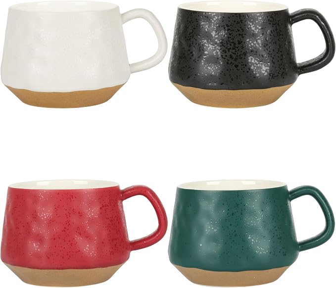 BYCNZB 13oz Ceramic Coffee Cups set of 4, Modern Mugs by BYCNZB