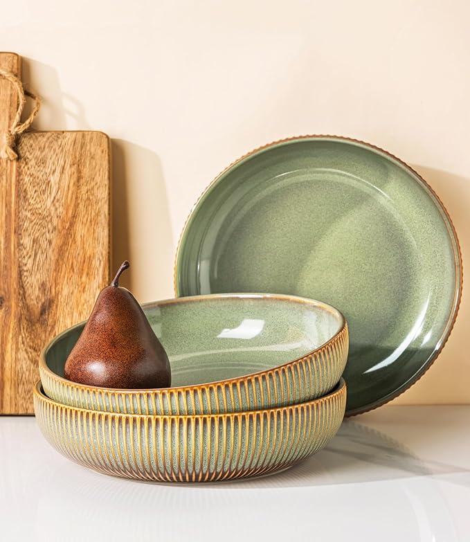 8.5" Ceramic Pasta Bowls Set of 4, Salad Bowls | Versatile Serving Bowls - Image 5