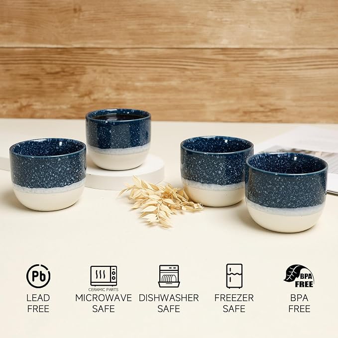 Set of 4 Ceramic Espresso Cups-4 oz, & More, Small Ceramic Coffee Mugs - Image 7
