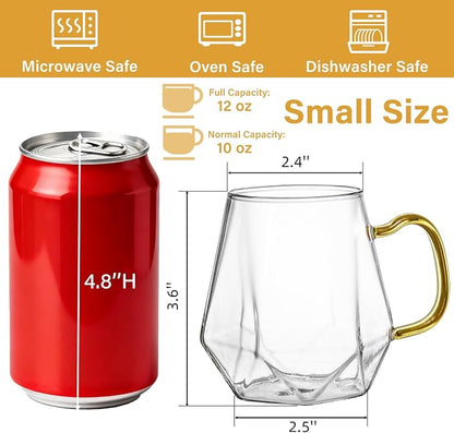 WRINGKIT Set of 4 Glass Espresso Cups, 10 Oz Clear Glass Tea Mugs - Image 2