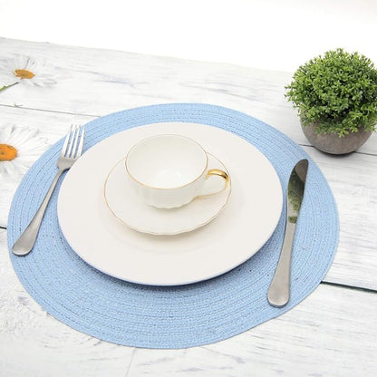 SHACOS Round Braided Placemats Set of 4 Washable 15 inch Round Non Slip Table - Image 3