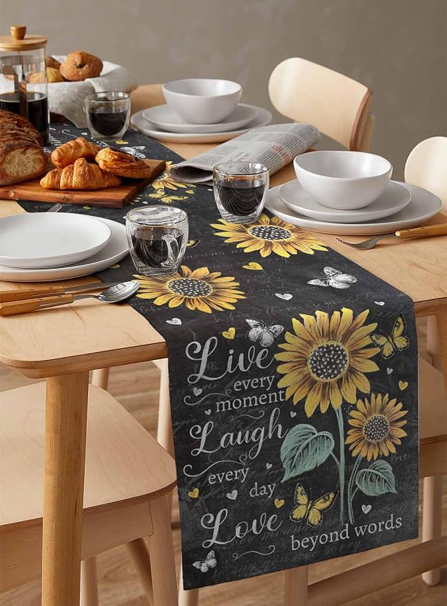 Retro Sunflower Table Runners 90 Inches Long, Spring Summer Farmhouse Table - Image 3