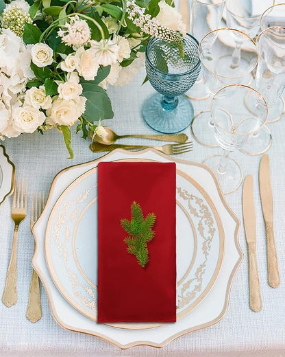 12 Pack Gold Napkin Rings and Cloth Napkins Set of 6, 17x17 Satin Cocktail - Image 4