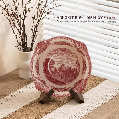 ANBOXIT Bowl Stands for Display, 4.5 Inch Plate Holder, Wooden Easel | Frame - Image 2