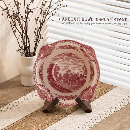 Bowl Stands for Display, 3 Pack 4.5 Inch Plate Holder, Wooden Easel Frame Holder, Display Stand for Large Deep Platters and Dishes, 4.5" H x 6.2" W x 5.5" D(For Bowls under 3.5" in Depth)