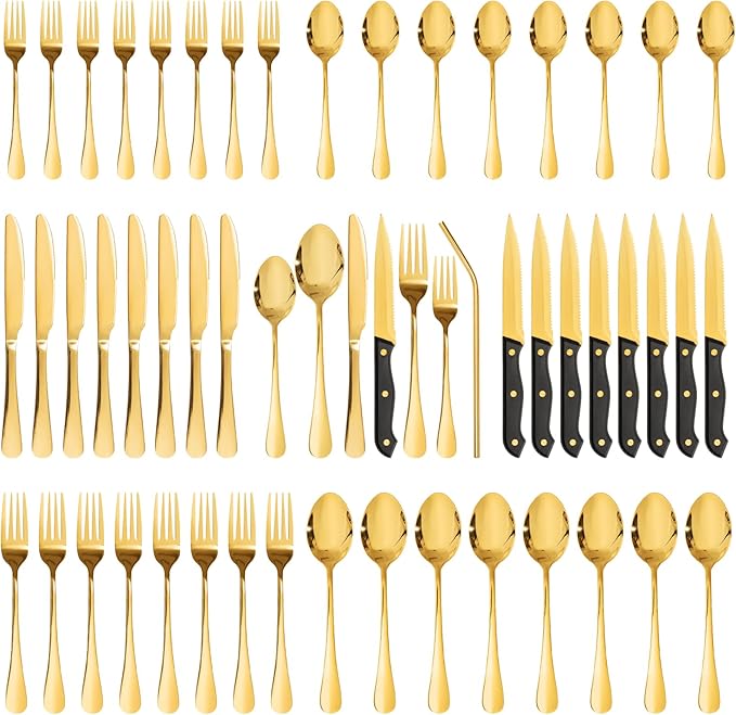 Astercook Silverware Set 48-Piece Gold Flatware Set by Astercook